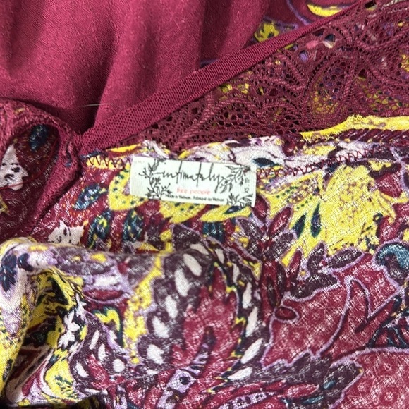 Free People Burgundy Marsha Floral Lace Mini Dress XS - Picture 8 of 9